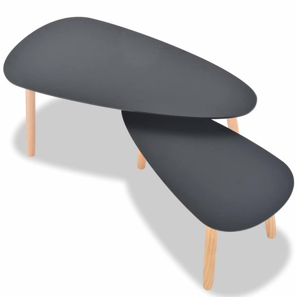 vidaXL 2-Piece Coffee Table Set Solid Pine Wood Black
