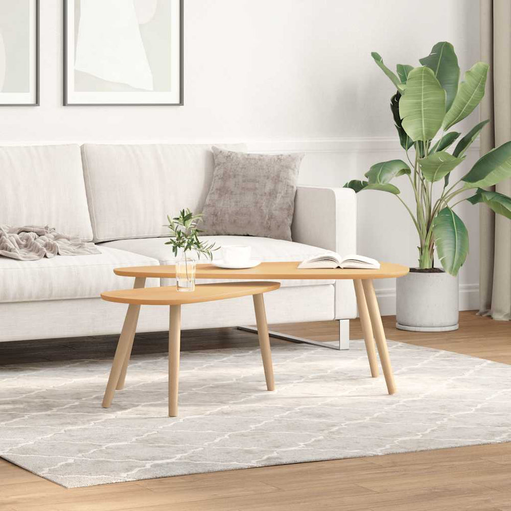 vidaXL 2-Piece Coffee Table Set Solid Pine Wood Brown
