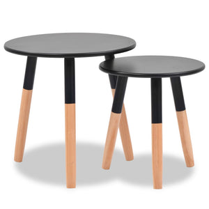 vidaXL Side Table Set 2 pcs Solid Pine Wood Black