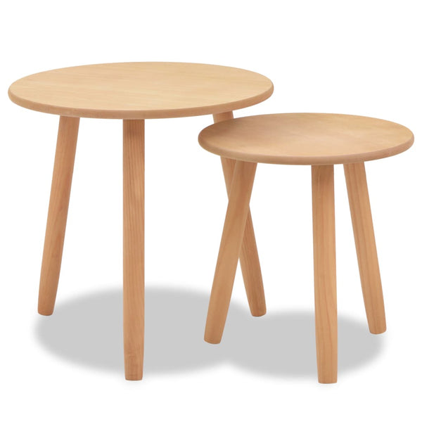 vidaXL Side Table Set 2 pcs. Solid Pine Wood Brown
