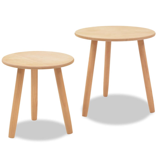 vidaXL Side Table Set 2 pcs. Solid Pine Wood Brown