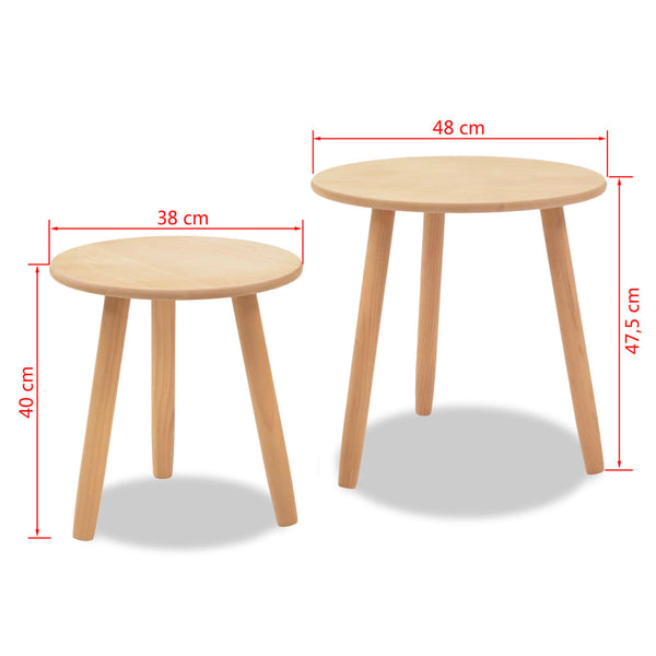 vidaXL Side Table Set 2 pcs. Solid Pine Wood Brown