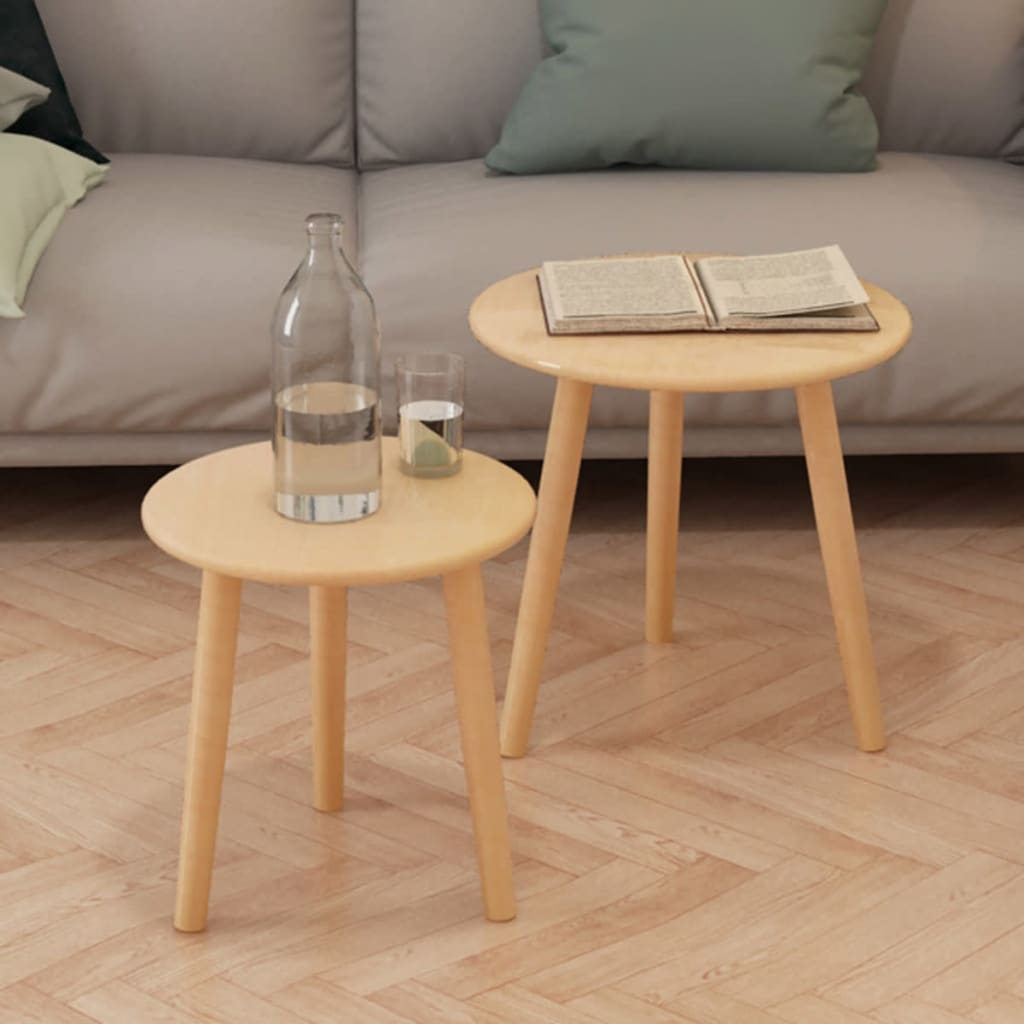 vidaXL Side Table Set 2 pcs. Solid Pine Wood Brown