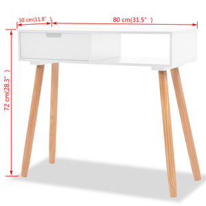 vidaXL Console Table Solid Pine Wood 80 x 30 x 72 cm White
