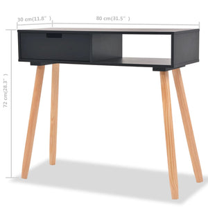 vidaXL Solid Pine Console Table 80 x 30 x 72 cm Black