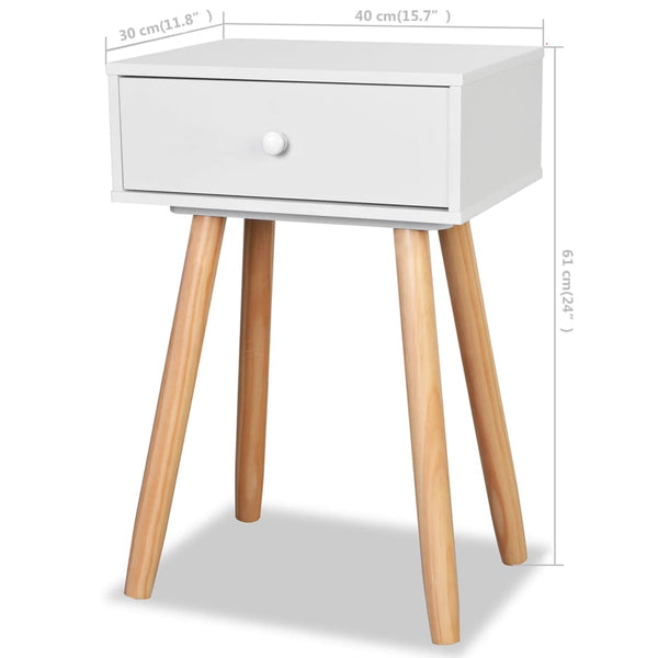 vidaXL Nightstands 2 pcs. Solid Pine Wood 40x30x61 cm White