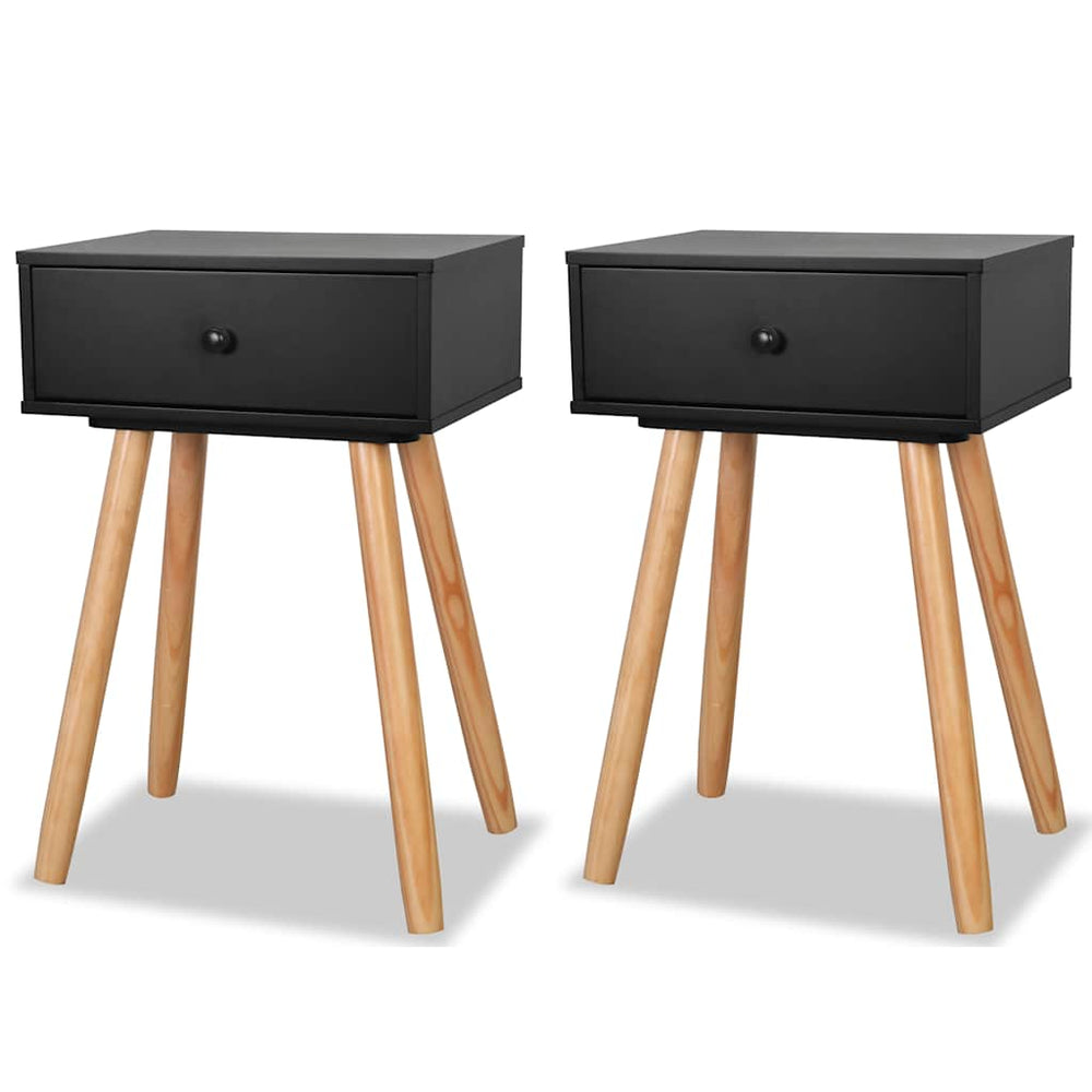 vidaXL Nightstands 2 pcs. Solid Pine Wood 40x30x61 cm Black