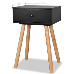 vidaXL Nightstands 2 pcs. Solid Pine Wood 40x30x61 cm Black