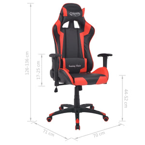vidaXL Office Gaming Chair Reclining Faux Leather Red