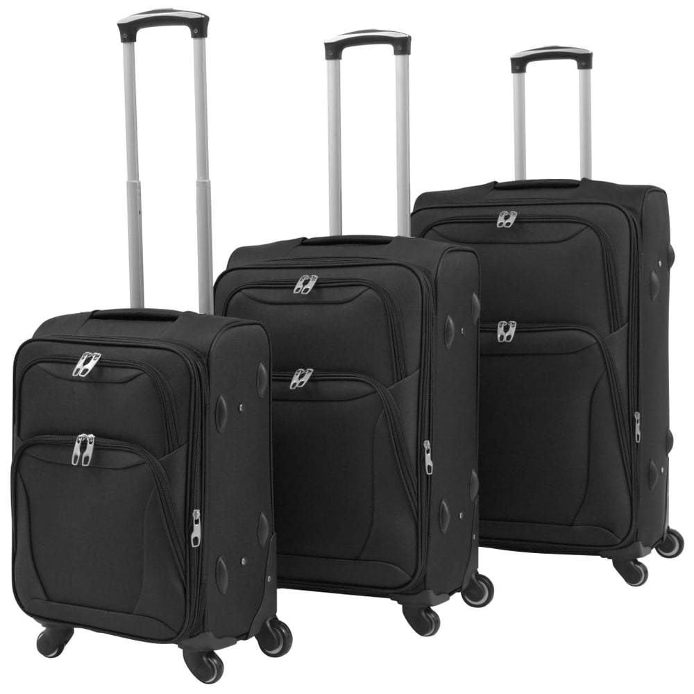 vidaXL 3-Piece Soft-Sided Luggage Set Black