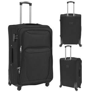 vidaXL 3-Piece Soft-Sided Luggage Set Black