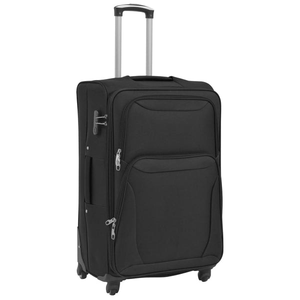 vidaXL 3-Piece Soft-Sided Luggage Set Black