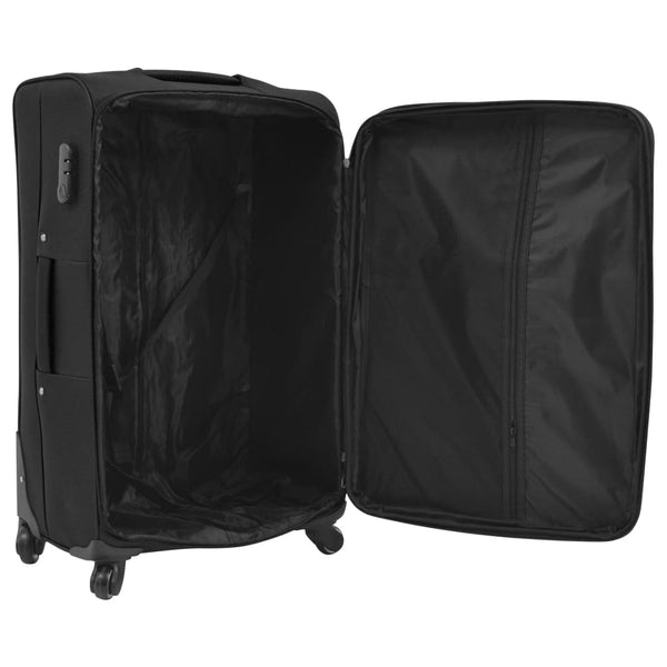 vidaXL 3-Piece Soft-Sided Luggage Set Black