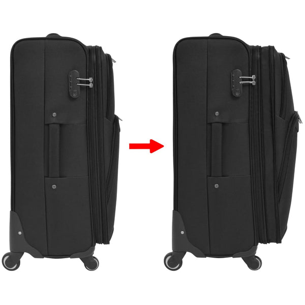 vidaXL 3-Piece Soft-Sided Luggage Set Black