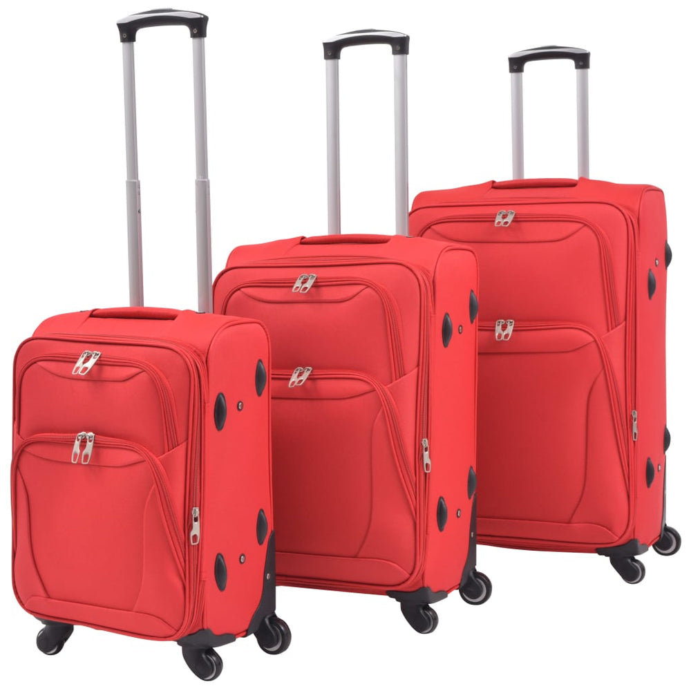 vidaXL 3-Piece Softside Luggage Trolley Set Red