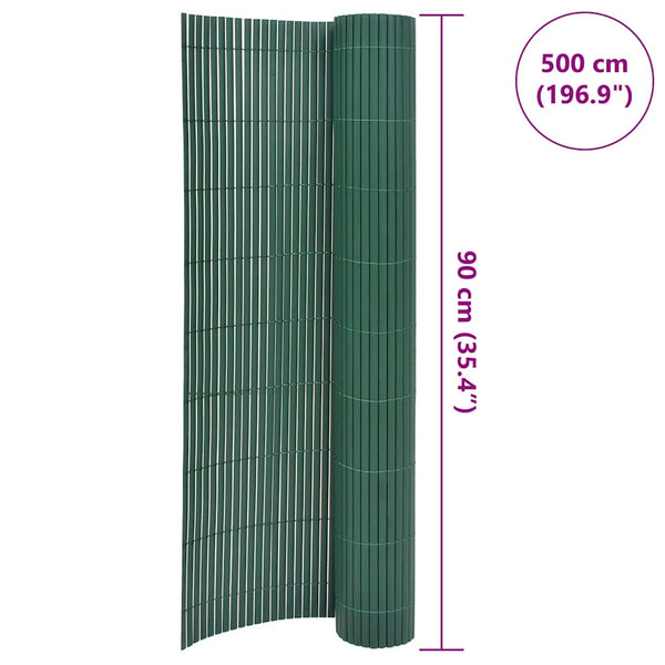 vidaXL Garden Fence Double-Sided PVC 90x500 cm Green