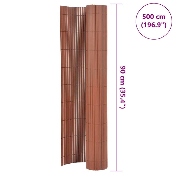 vidaXL Garden Fence Double-Sided PVC 90 x 500 cm Brown