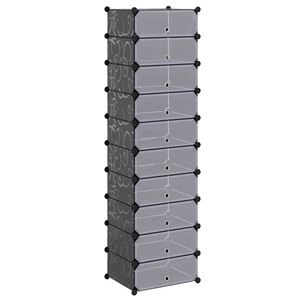 vidaXL Shoe Organizer Foldable with 10 Compartments Black