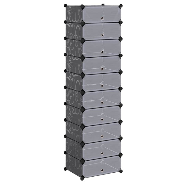 vidaXL Shoe Organizer Foldable with 10 Compartments Black