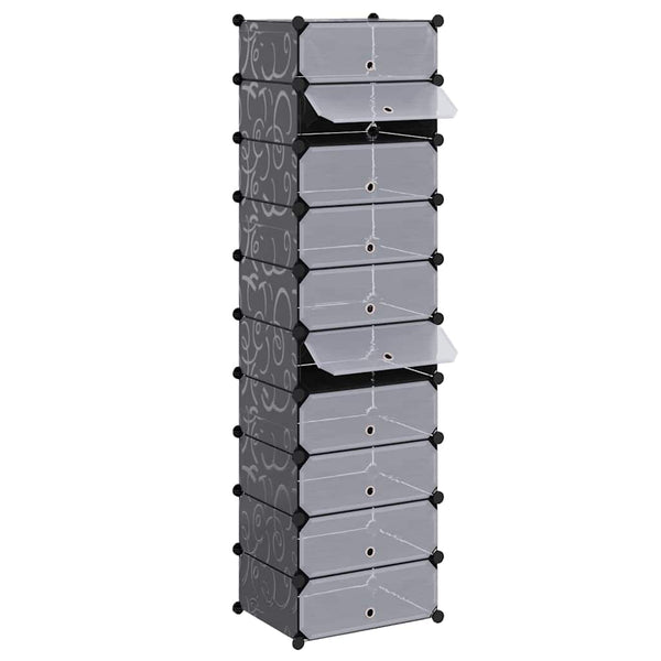 vidaXL Shoe Organizer Foldable with 10 Compartments Black