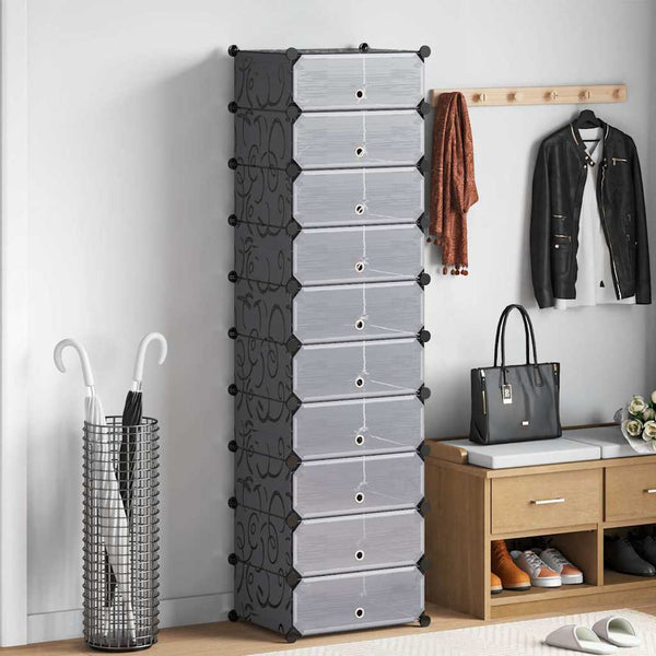 vidaXL Shoe Organizer Foldable with 10 Compartments Black