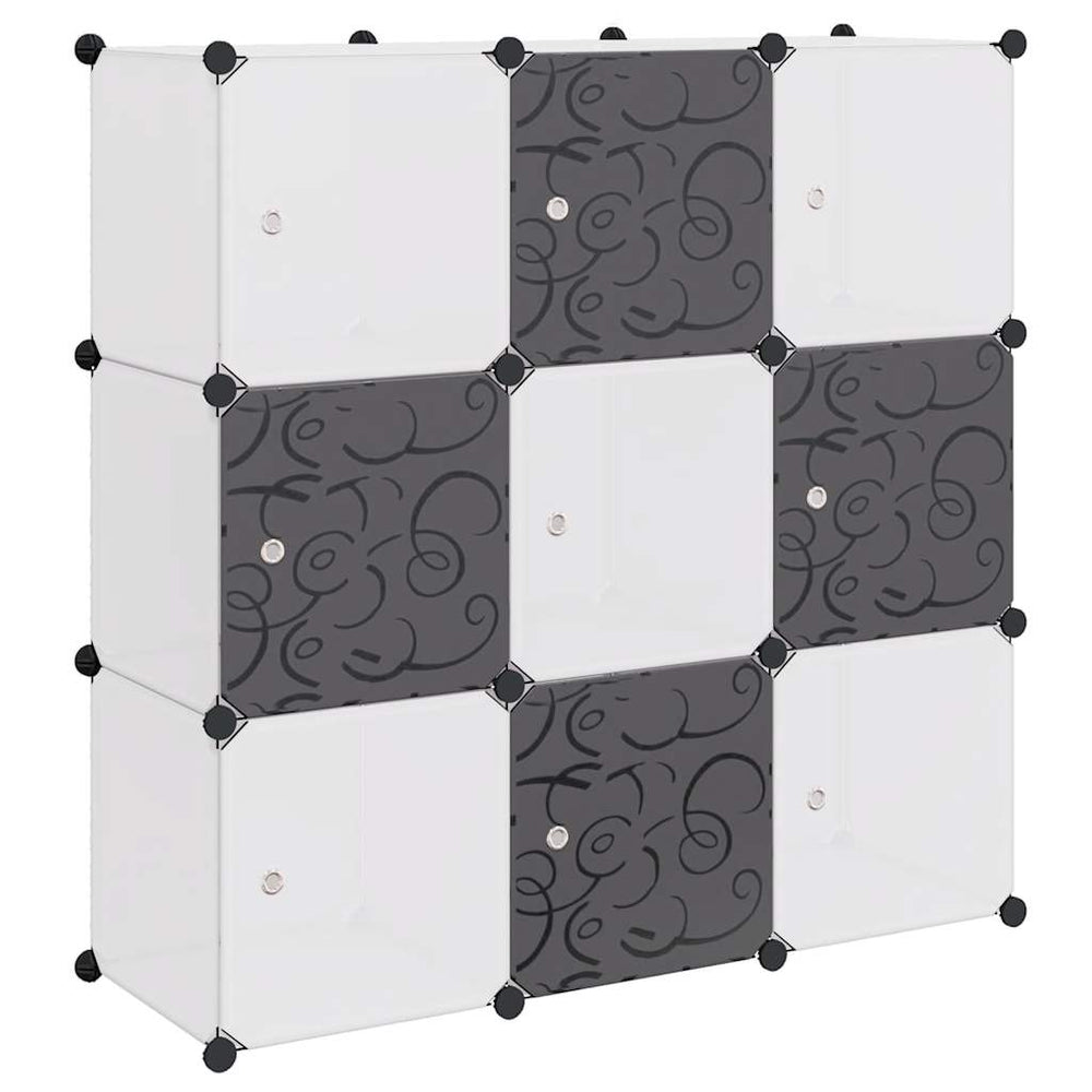 vidaXL Modular Cube Storage Rack with 9 Cubes Black and White