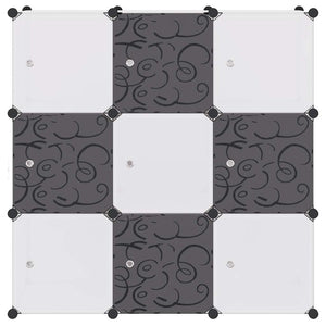 vidaXL Modular Cube Storage Rack with 9 Cubes Black and White