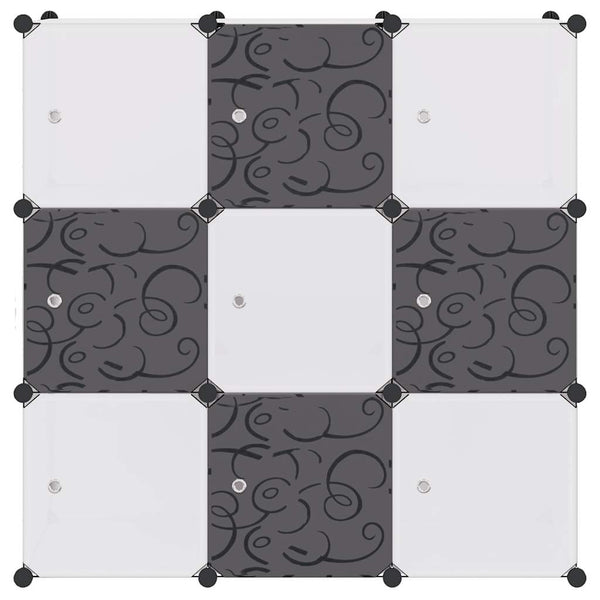 vidaXL Modular Cube Storage Rack with 9 Cubes Black and White