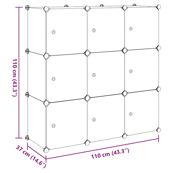 vidaXL Modular Cube Storage Rack with 9 Cubes Black and White