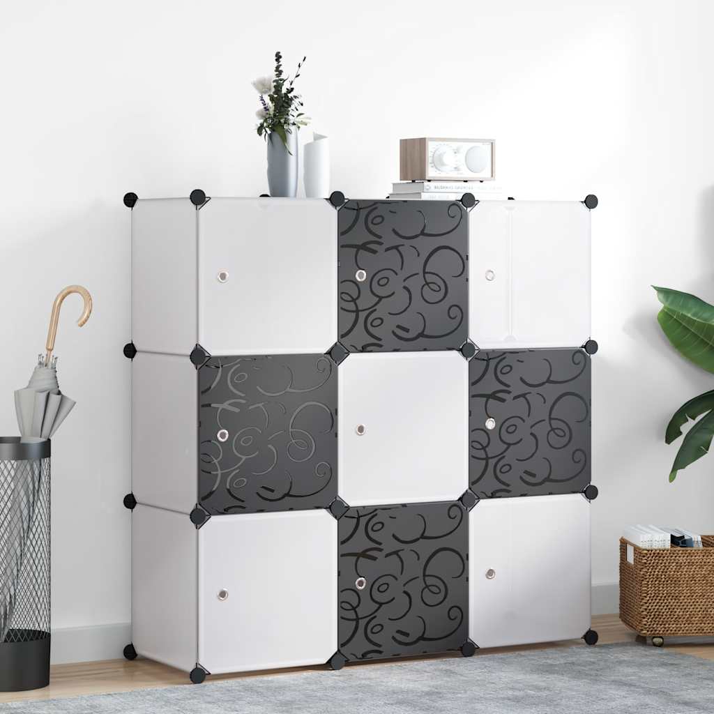 vidaXL Modular Cube Storage Rack with 9 Cubes Black and White