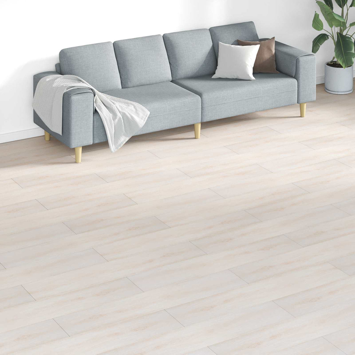 Weiße PVC Bodenplanken, 5,26 m² (18 Stk.)