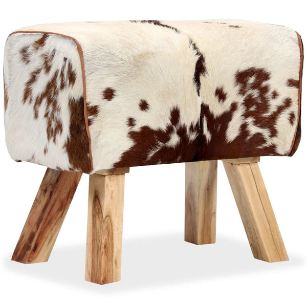 vidaXL Ottoman Real Goat Leather Brown 60 x 30 x 50 cm