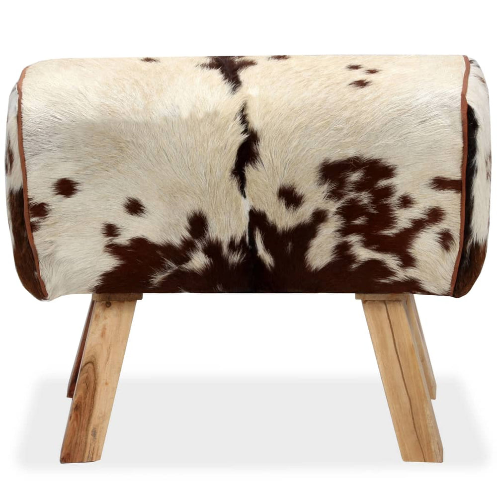 vidaXL Ottoman Real Goat Leather Brown 60 x 30 x 50 cm