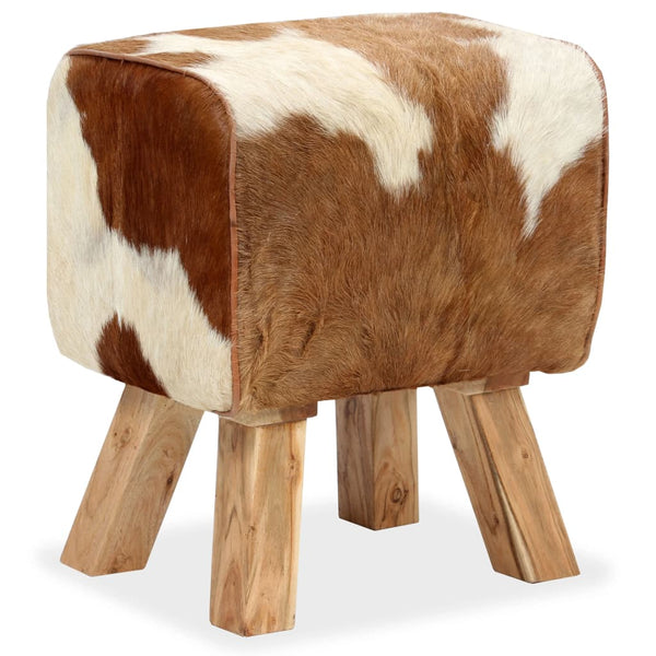 vidaXL Stool Real Goat Leather 40 x 30 x 45 cm