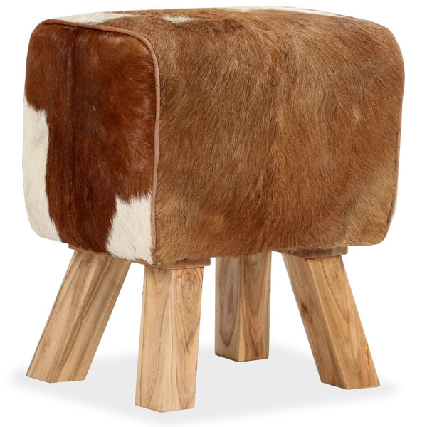 vidaXL Stool Real Goat Leather 40 x 30 x 45 cm
