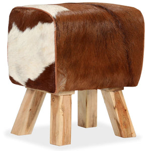 vidaXL Stool Real Goat Leather 40 x 30 x 45 cm