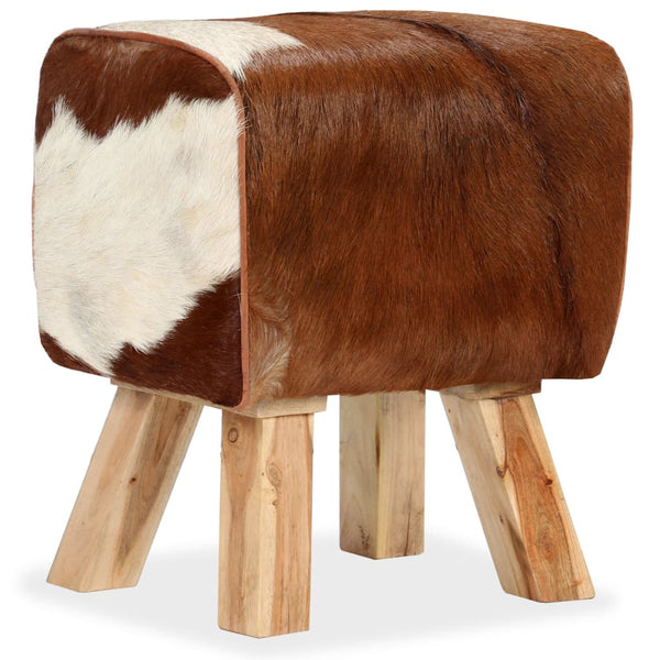 vidaXL Stool Real Goat Leather 40 x 30 x 45 cm