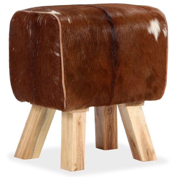 vidaXL Stool Real Goat Leather 40 x 30 x 45 cm