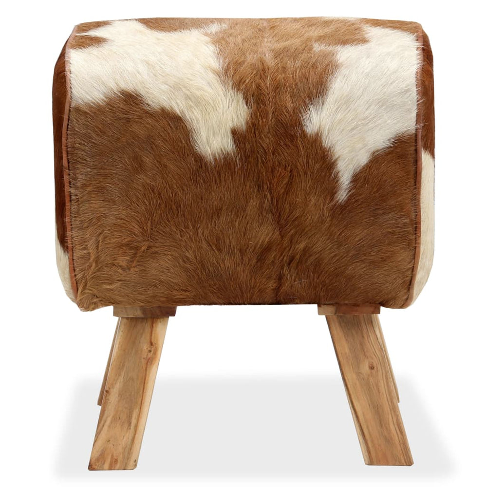 vidaXL Stool Real Goat Leather 40 x 30 x 45 cm