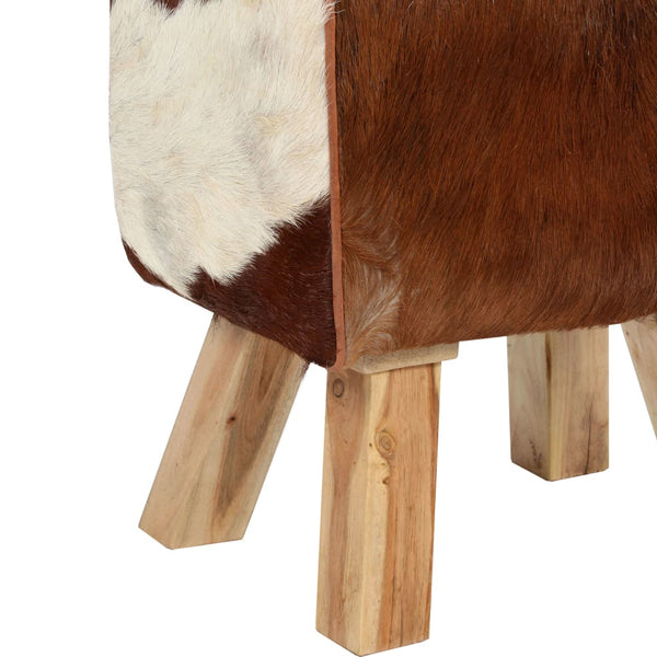 vidaXL Stool Real Goat Leather 40 x 30 x 45 cm
