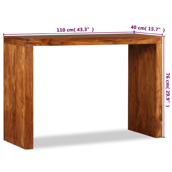 vidaXL Console Table Solid Wood with Honey Polish 110x40x76 cm