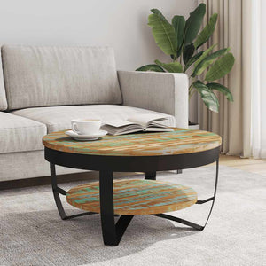 vidaXL Coffee Table with Storage Solid Reclaimed Wood 65x32 cm
