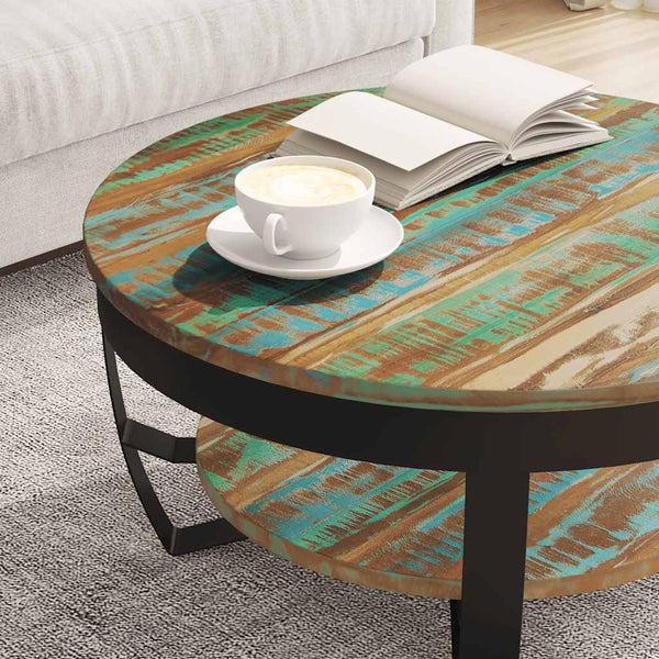 vidaXL Coffee Table with Storage Solid Reclaimed Wood 65x32 cm