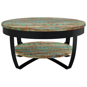 vidaXL Coffee Table with Storage Solid Reclaimed Wood 65x32 cm
