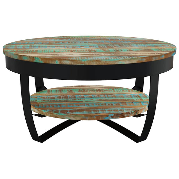 vidaXL Coffee Table with Storage Solid Reclaimed Wood 65x32 cm