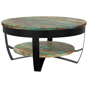 vidaXL Coffee Table with Storage Solid Reclaimed Wood 65x32 cm