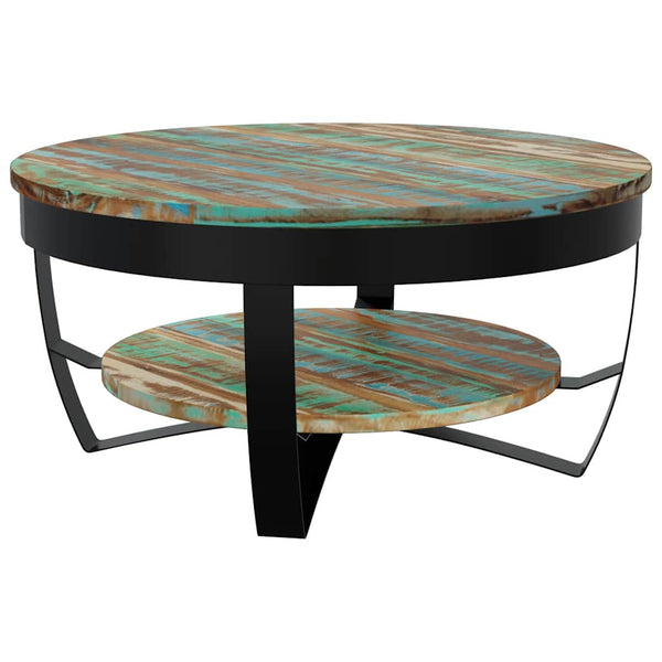 vidaXL Coffee Table with Storage Solid Reclaimed Wood 65x32 cm