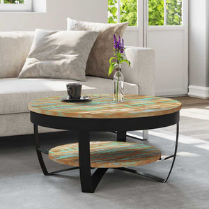 vidaXL Coffee Table with Storage Solid Reclaimed Wood 65x32 cm