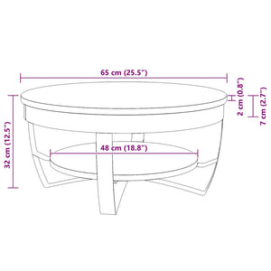 vidaXL Coffee Table Rough Solid Mango Wood 65x32 cm