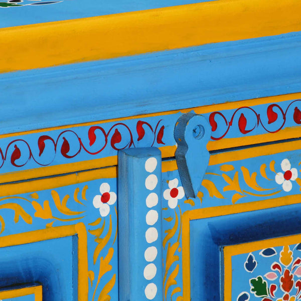 vidaXL Sideboard Solid Mango Wood Turquoise Hand-Painted